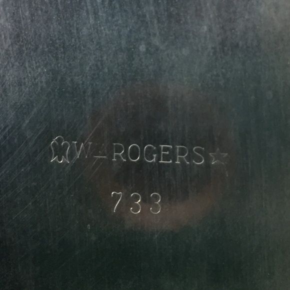 WILLIAM ROGERS INTERNATIONAL SILVER PLATE SET TOMATO SLOTTED SPOON SCROLLED TRAY - Picture 3 of 4